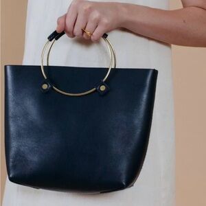 NWT Tribe Alive Luxe Brass Handle Handbag in Black